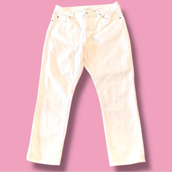 H&M SIZE 14 WHITE HIGH RISE SLIM STRAIGHT ANKLE JEANS COTTON/ELASTANE - Picture 2 of 5